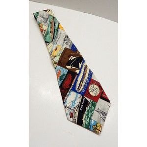 Nicole Miller Cruise Sailing Themed Novelty Tie Hand Sewn 100% Silk 1996